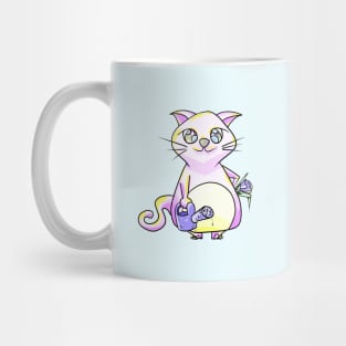 Cute cat watering flowers Mug